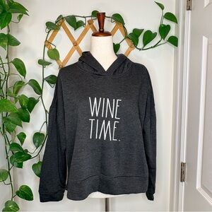 RAE DUNN Wine Time Grey Hoodie